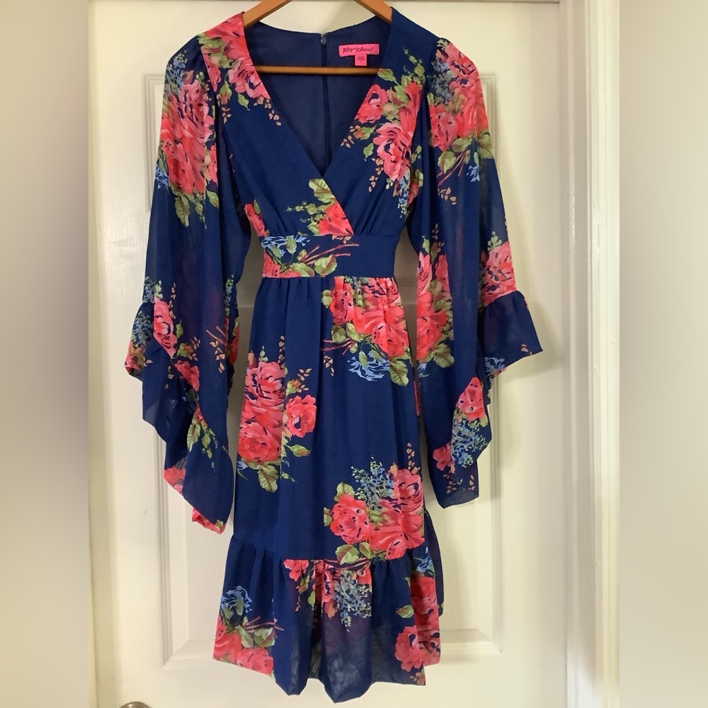 Betsey Johnson floral ruffle mini dress Size 4